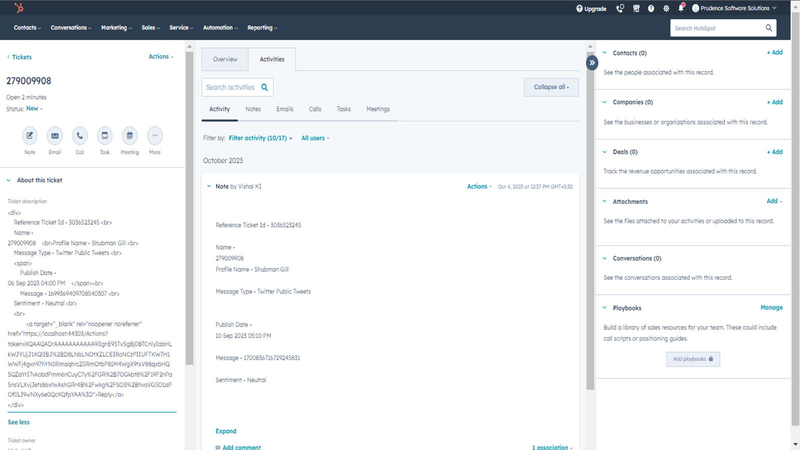 Send Tickets from Konnect Insights to HubSpot